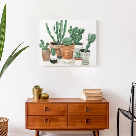Cactus In Pots 20" x 16" Canvas Wall Art